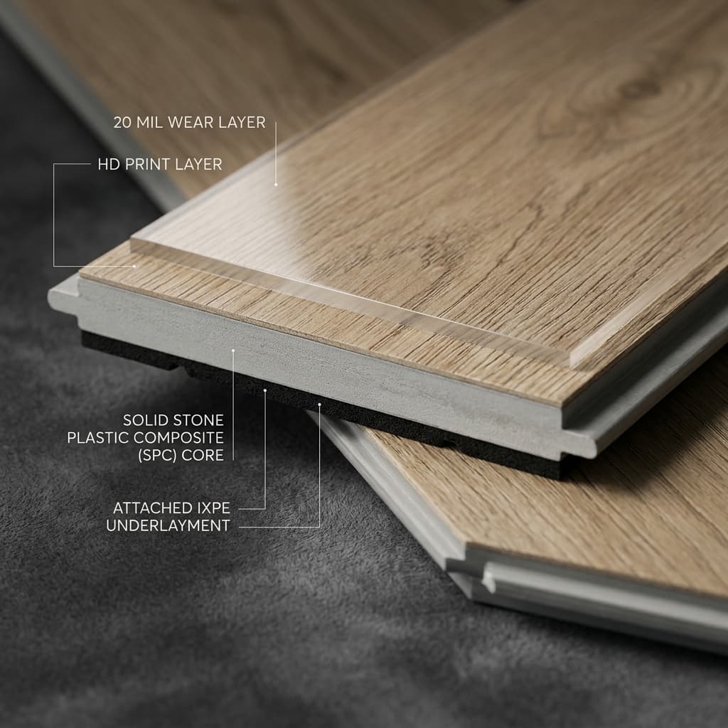 Close up of SPC Vinyl Core